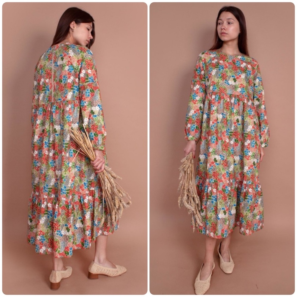 New! Meadows x Anthropologie Acacia Floral Winter Meadow Midi Dress 🌺 Small